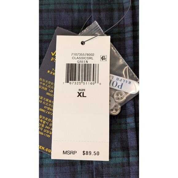 Ralph Lauren Polo Tartan Plaid Long Sleeve Button Up Shirt Men's XL Slim Fit NWT - Picture 5 of 10